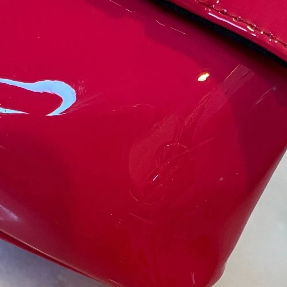 Yves Saint Laurent Purse Vibrant Red Patent Leather Clutch Cosmetic Bag NWT - Picture 5 of 15